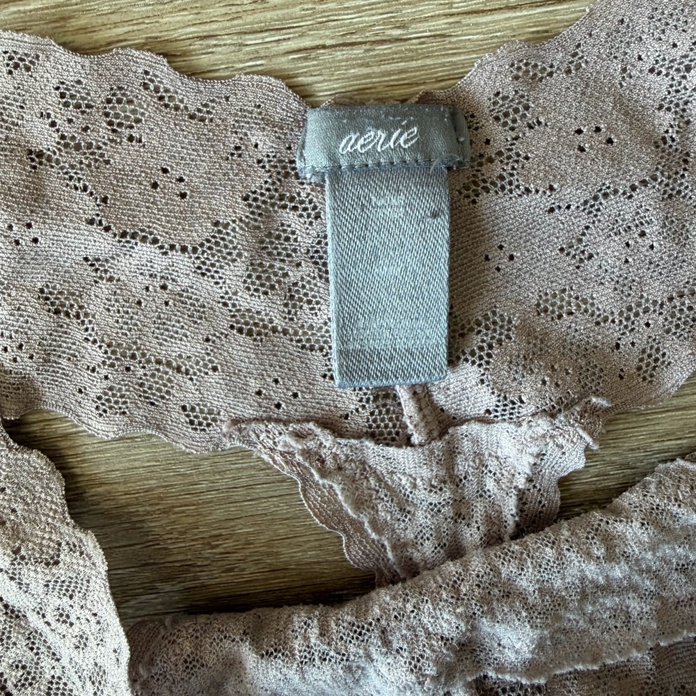 Aerie Nude Lace Thong Women’s Floral Stretch Panty Minimal Coverage - Picture 8 of 8